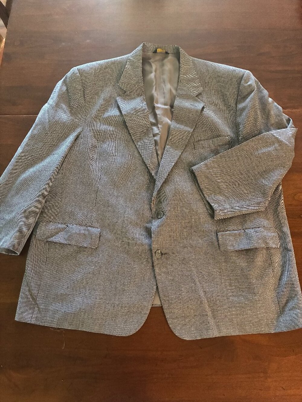 Vintage USA Made Palm Beach 54R Houndstooth Mens B&W Blazer Sport Coat 100% Wool